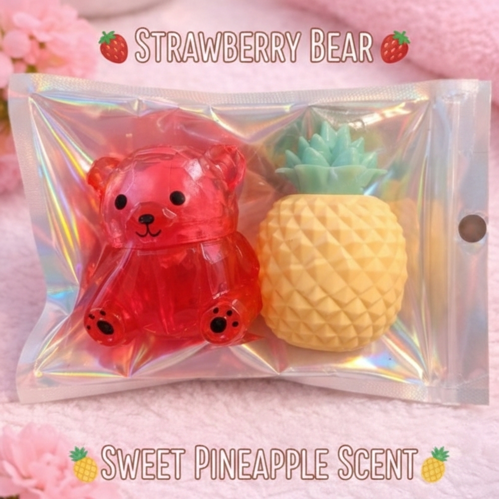 🍓🍍 NEW! Strawberry Bear & Sweet Pineapple Lip Duo